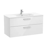 Móvel de Casa de Banho Com Lavatório Central Cor Branco Brilho Victória Unik 100 cm Roca