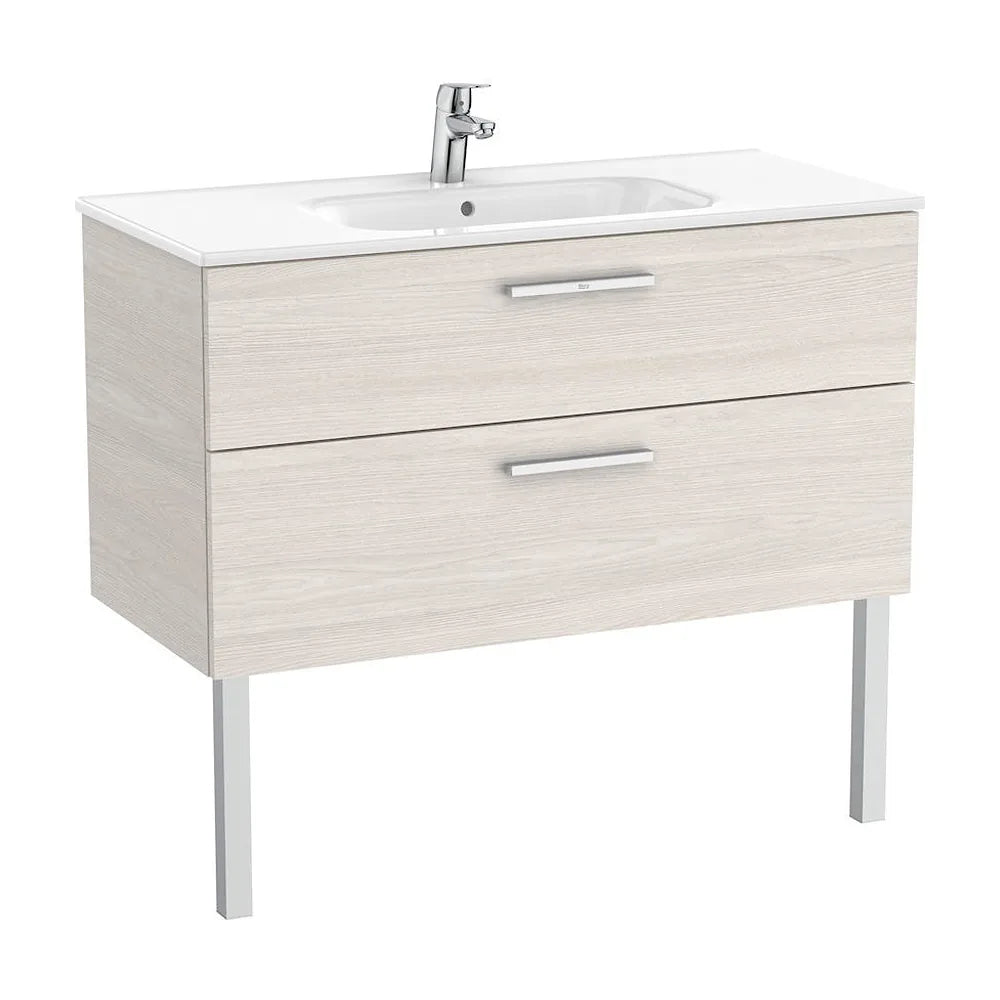 Mueble de baño de 100 cm de ancho con lavabo central color fresno Unik Victoria Roca - Vista 2