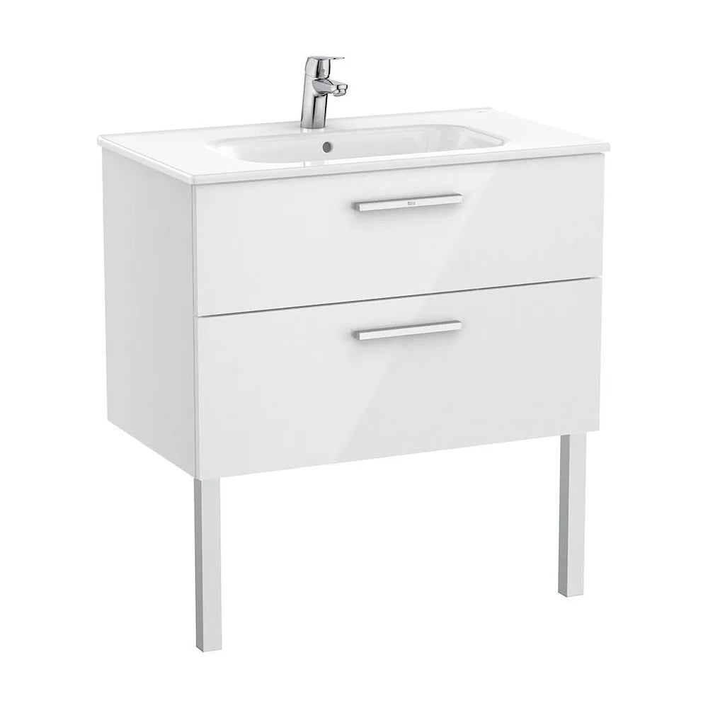 Mueble de baño de 80 cm con lavabo central color blanco brillo Unik Victoria Roca - Vista 2