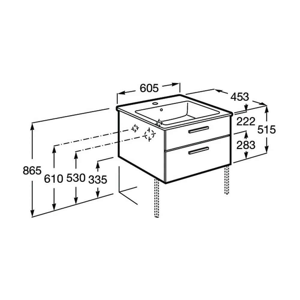 Mueble de Baño con Lavabo Central Victoria de 60 cm Colección Unik Fresno Roca - Vista 2