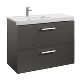 Mueble con 2 Cajones y Lavabo Izquierdo Unik de 90 cm Colección Prisma Gris Antracita Roca