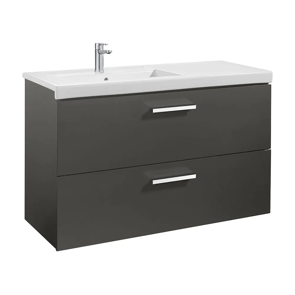 Mueble de Baño Suspendido 110 cm con Lavabo y 2 Cajones Blanco y Fresno Unik Prisma Roca - Vista 1