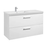 Wall-Hung Bathroom Vanity Unit 110 cm with Washbasin and 2 Drawers White and Ash Unik Prisma Roca