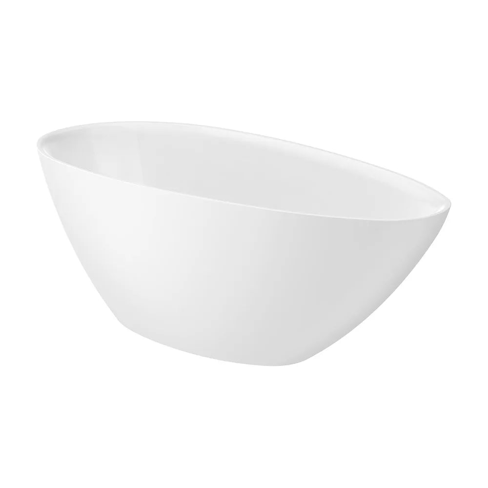 Bañera exenta de Stonex oval asimétrica de 160 cm con desagüe click-clack y sifón blanca Kauai Roca - Vista 1