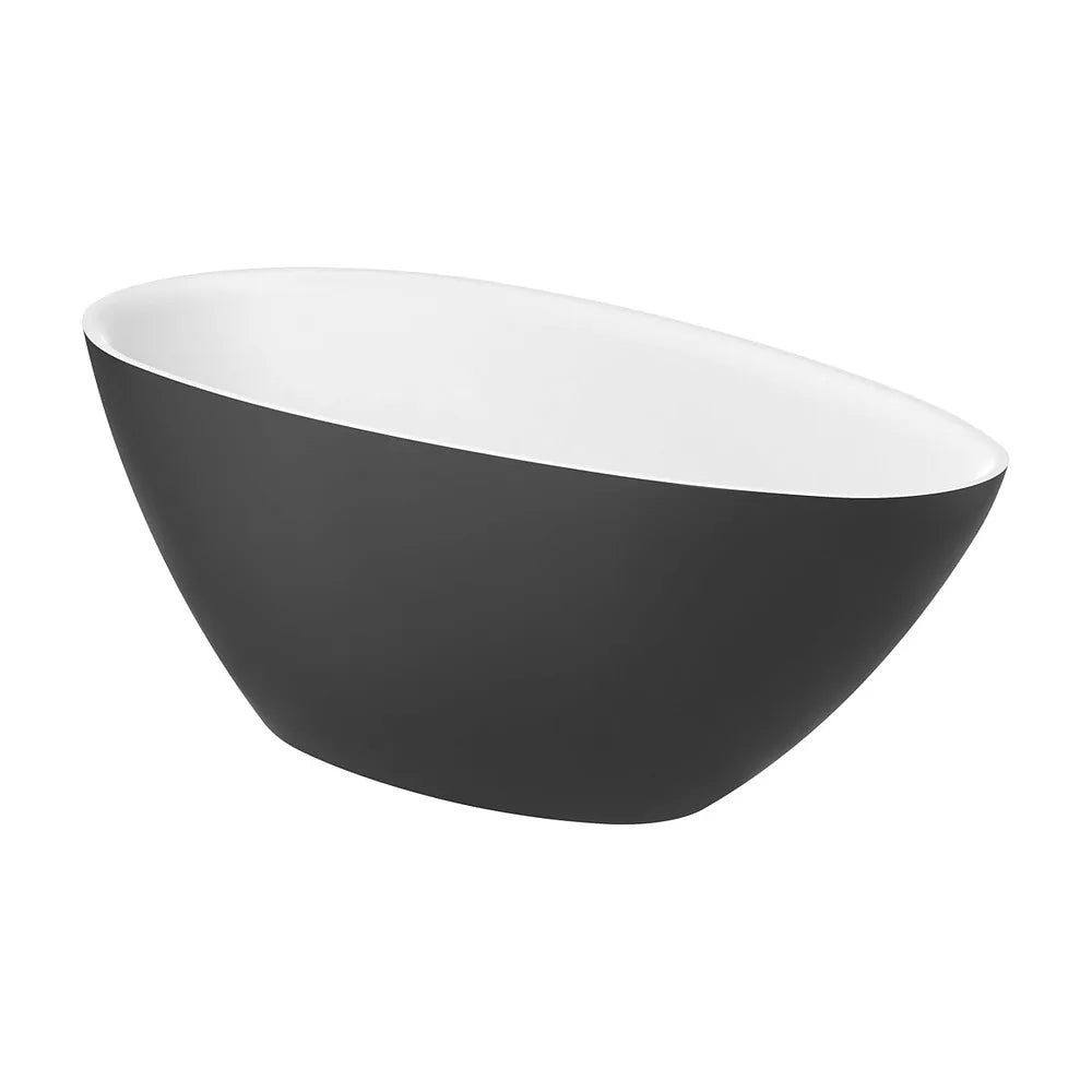 Bañera exenta de Stonex con diseño oval en acabado color onix y blanco Kauai Roca - Vista 1