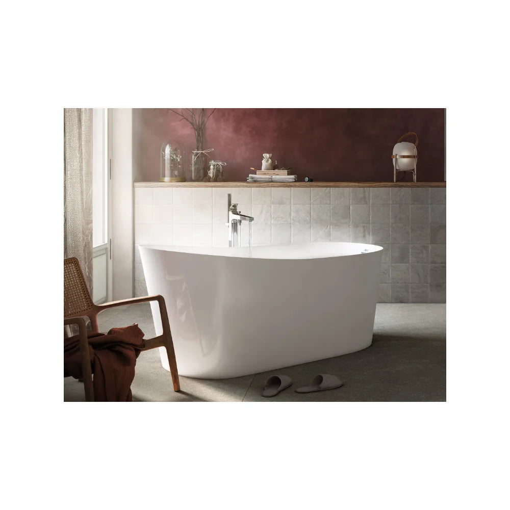 Bañera exenta ovalada de Stonex en blanco con exterior beige de 150x70x66 cm Maui Round Roca - Vista 2