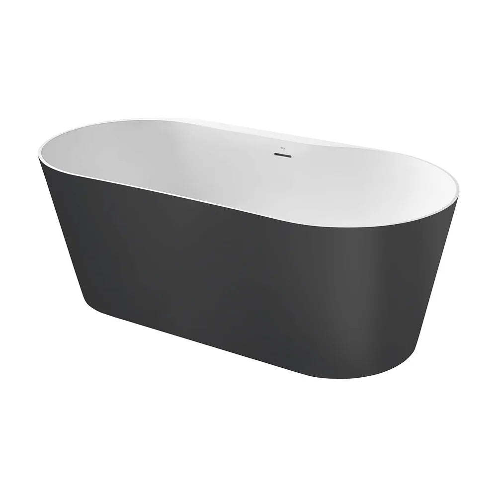 Bañera de stonex antideslizante con diseño ovalado en acabado color onix y blanco Raina Roca - Vista 1