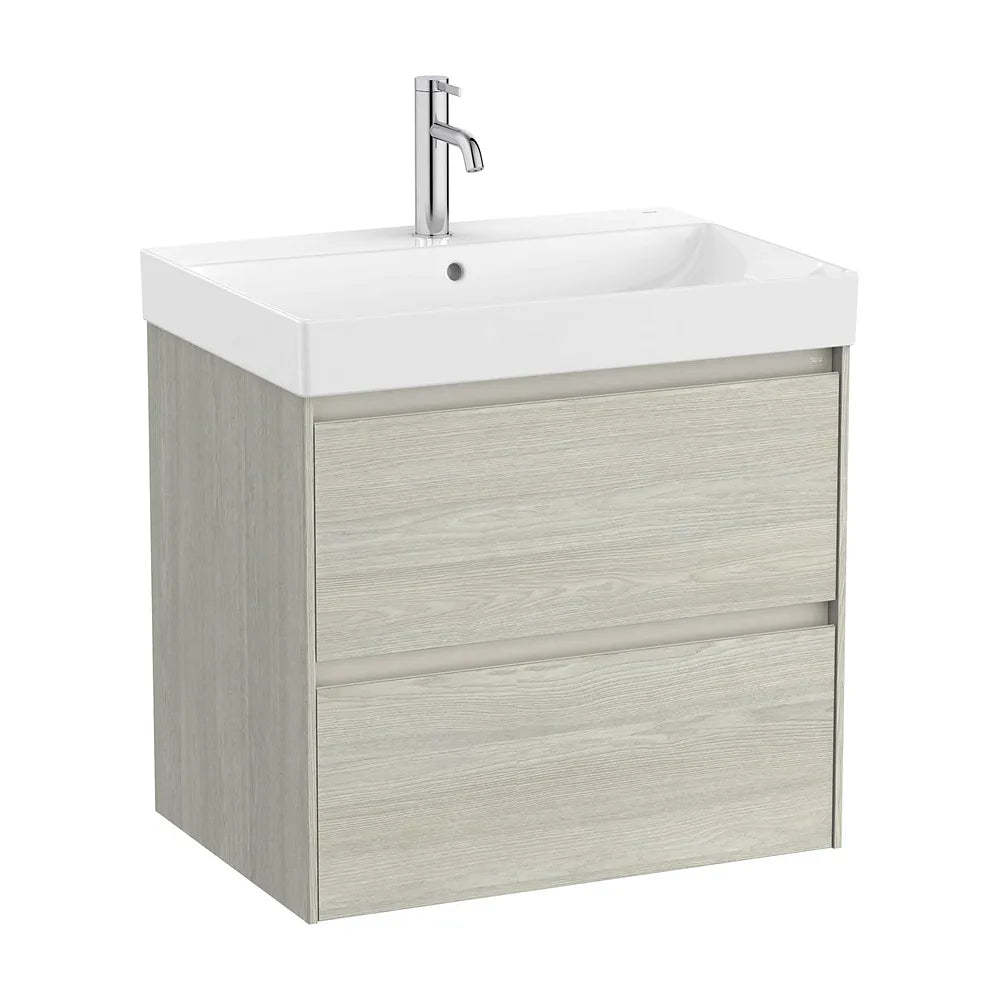 Mueble de baño con lavabo de 65 cm de ancho y 2 cajones en color roble claro Unik Ella Ona Roca - Vista 1