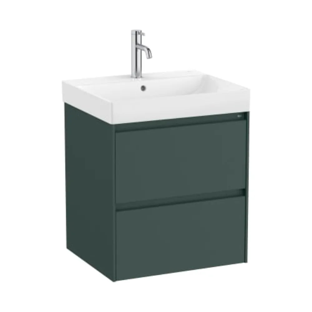 Mueble de baño con lavabo de 65 cm de ancho y 2 cajones en color verde montaña Unik Ella Ona Roca - Vista 1