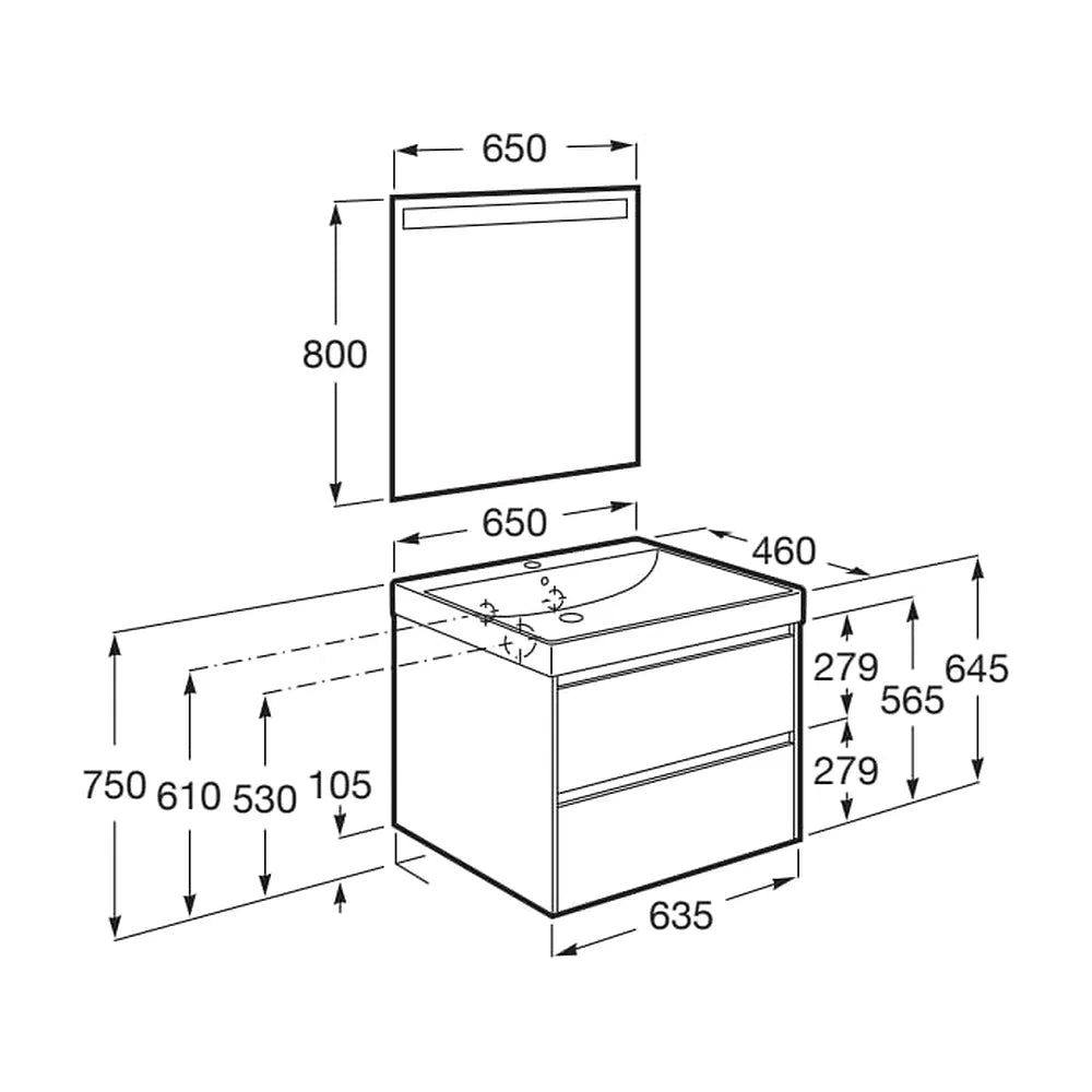 Conjunto de Baño con Lavabo Arena Mate Ella Ona de 65 cm Colección Unik Roca - Vista 2