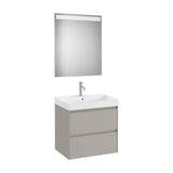 Meuble de Salle de Bains Gris Sable Avec Plan Vasque Et Miroir Ella Ona Unik 65 cm Roca