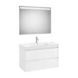 Conjunto de Casa de Banho Com Lavatório E Espelho Com Acabamento de Cor Branco-mate Ona Unik 100 cm Roca