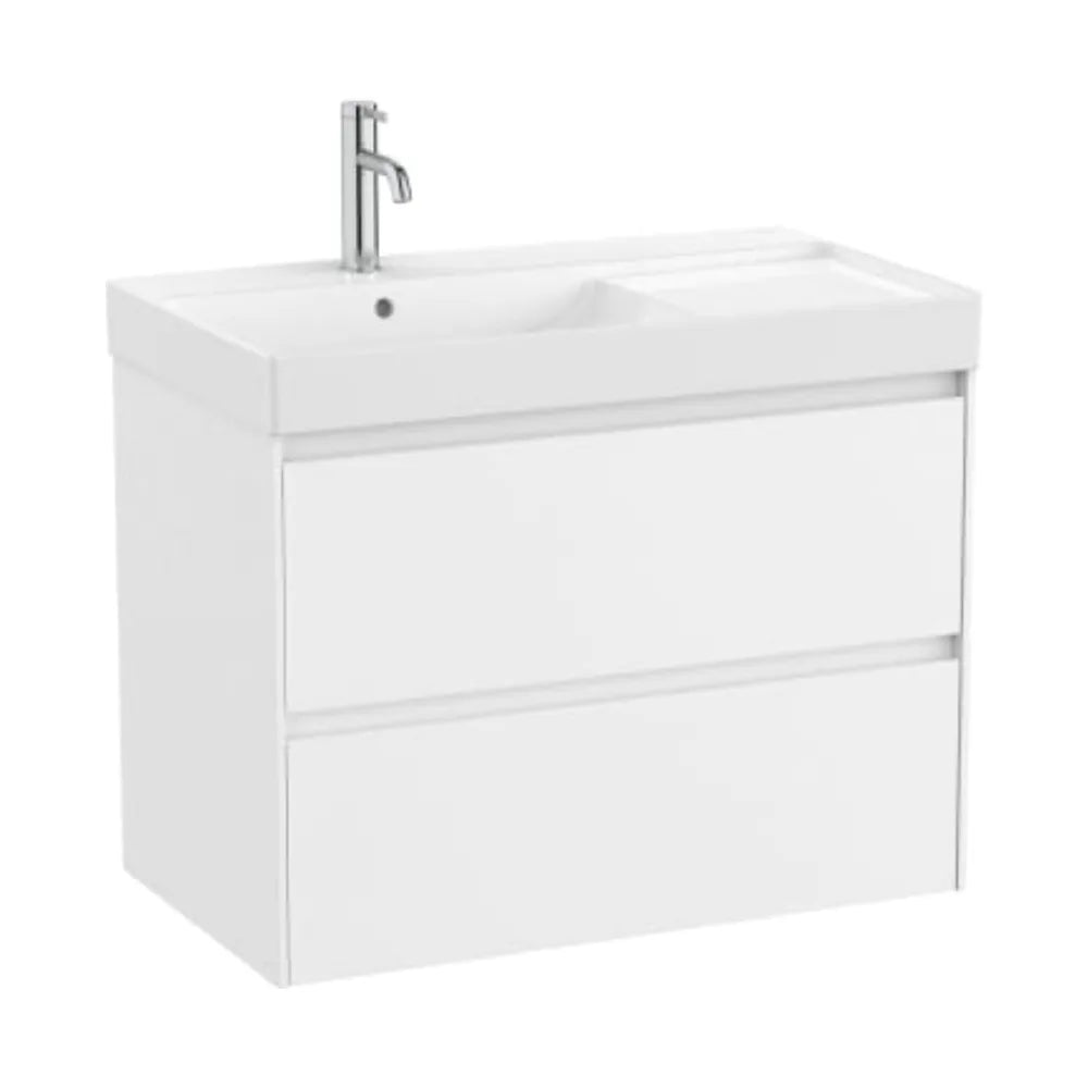 Mueble de Baño con Lavabo a la Izquierda y 2 Cajones Ona de 80 cm Colección Unik Blanco Mate Roca - Vista 1