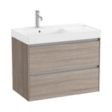 Bathroom Vanity Unit with Basin a la Izquierda y 2 Cajones Olmo Oscuro Ona de 80 cm Colección Unik Roca