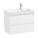 Bathroom Vanity Unit with Basin a la Derecha y 2 Cajones Ona de 80 cm Colección Unik White Mate Roca