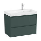 Meuble de Salle de Bains Avec Bac À Droite Et 2 Tiroirs Couleur Vert Montagne Ona Unik 80 cm Roca