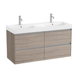 Meuble de Salle de Bains Avec Plan Vasque Double Et 4 Tiroirs Couleur Orme Foncé Ona 120 cm Roca