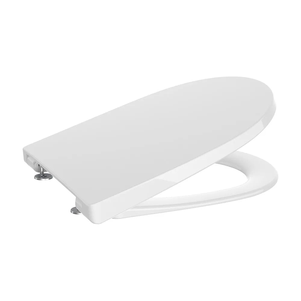 Inodoro tanque bajo con salida dual adosado a pared de color blanco Rimless Ona Roca - Vista 3