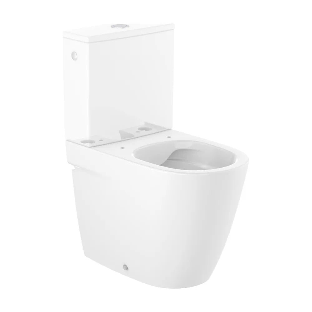Inodoro tanque bajo con salida dual adosado a pared de color blanco Rimless Ona Roca - Vista 2