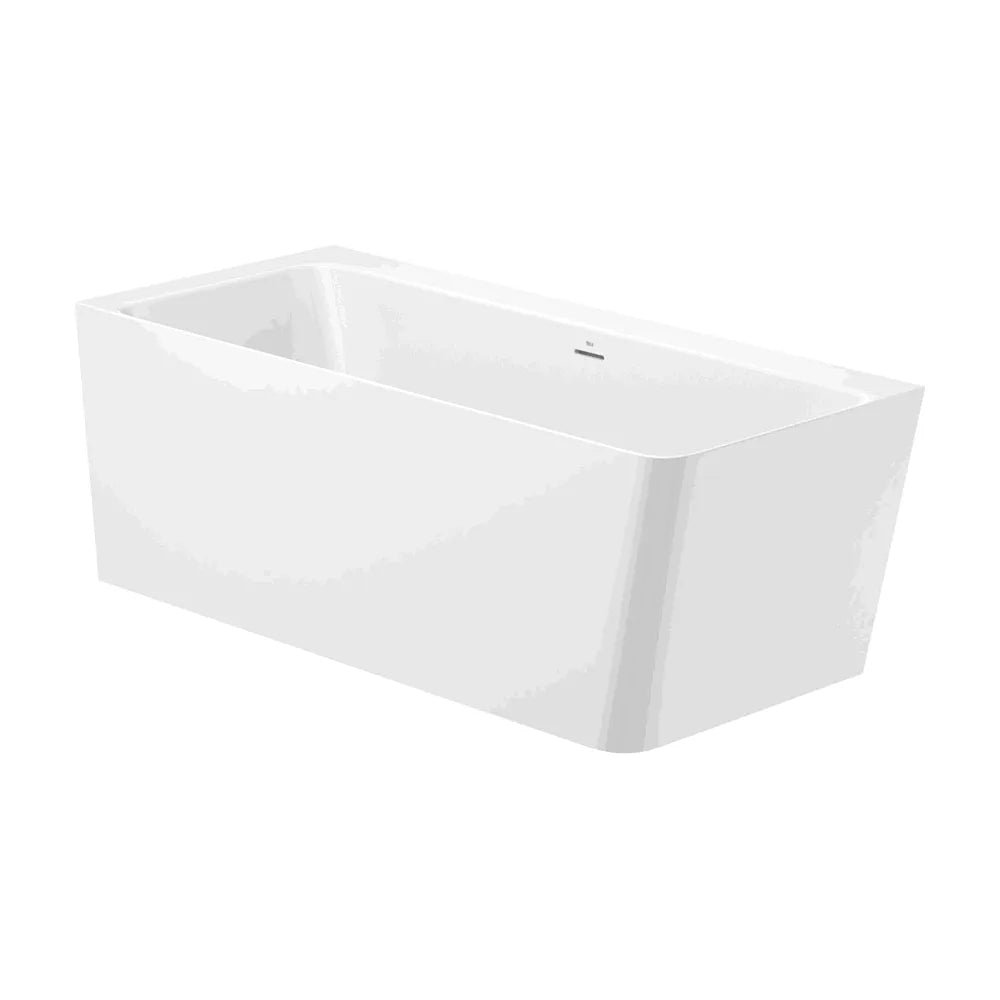 Bañera de stonex con un diseño rectangular asimétrica a izquierda en acabado color blanco Ona Roca - Vista 1