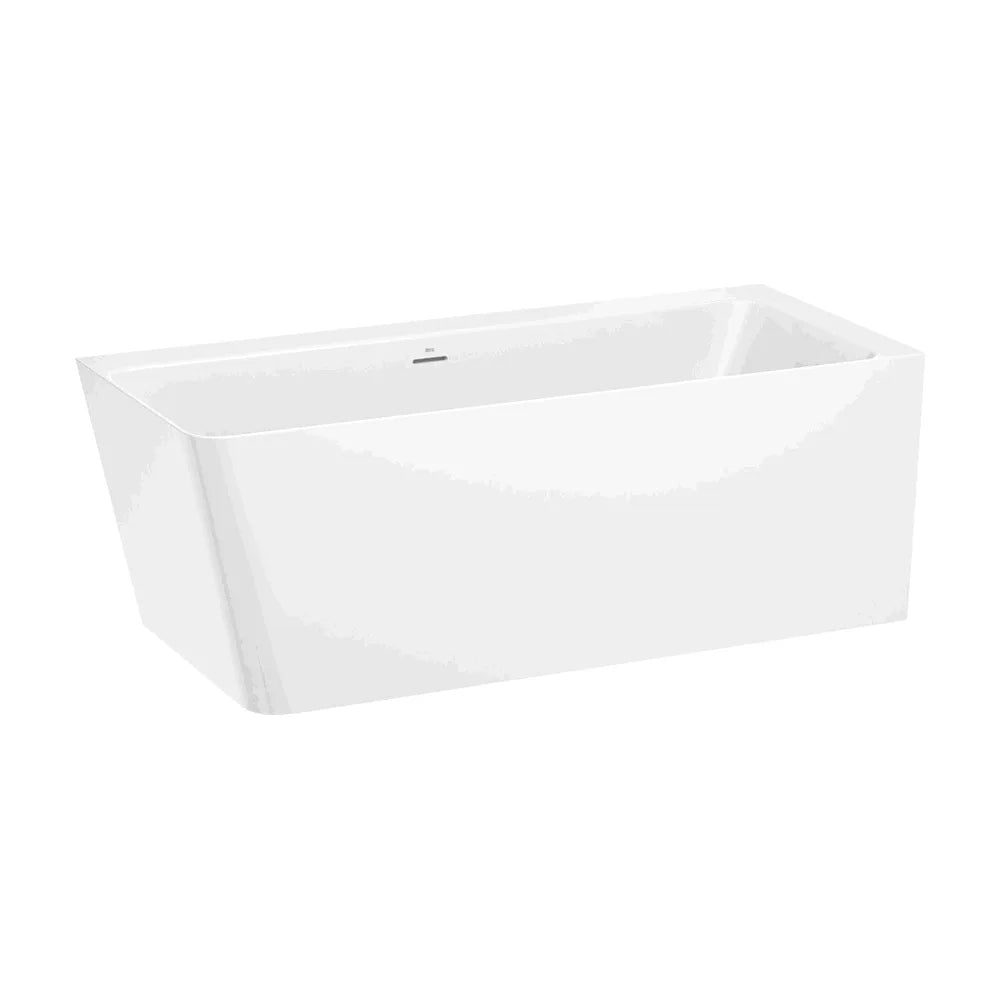 Bañera de stonex con diseño rectangular asimétrica a la derecha y acabado en color blanco Ona Roca - Vista 1