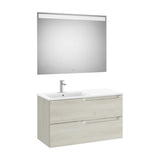 Left-Hand Washbasin Set Wood Aleyda 100 cm White Roca