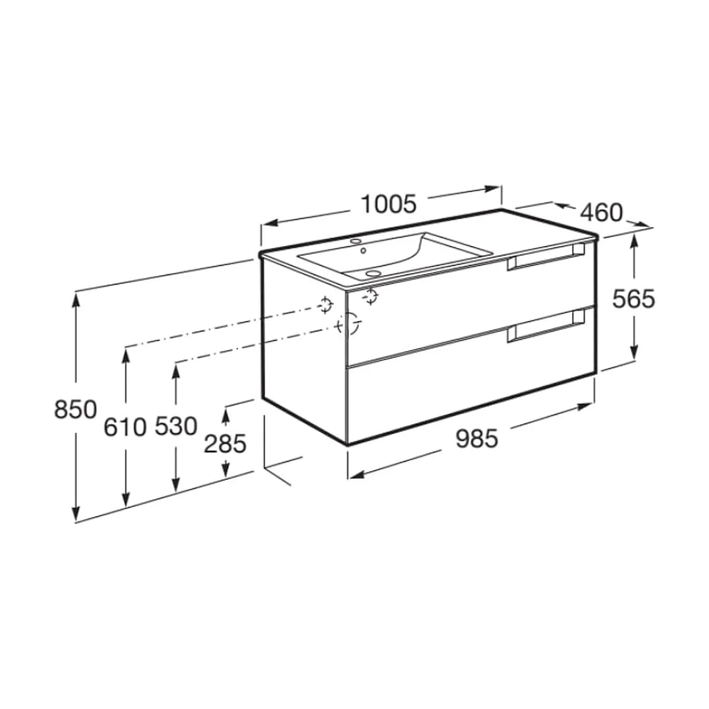 Mueble de Baño con Lavabo a Izquierda Gris Piedra Aleyda de 100 cm Colección Unik Roca - Vista 3