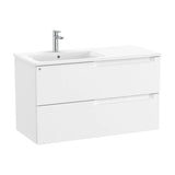 Bathroom Vanity Unit with Basin a Izquierda de 100 cm Colección Aleyda White Mate Roca