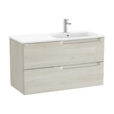Bathroom Vanity Unit with Basin a Derecha Madera de 100 cm Colección Aleyda White Roca