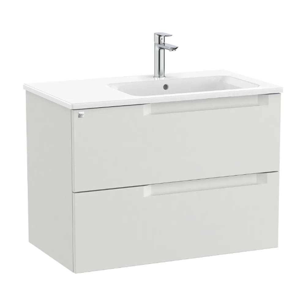 Mueble de Baño con Lavabo de Porcelana a Derecha Color Gris Piedra de 80 cm Colección Aleyda Roca - Vista 1