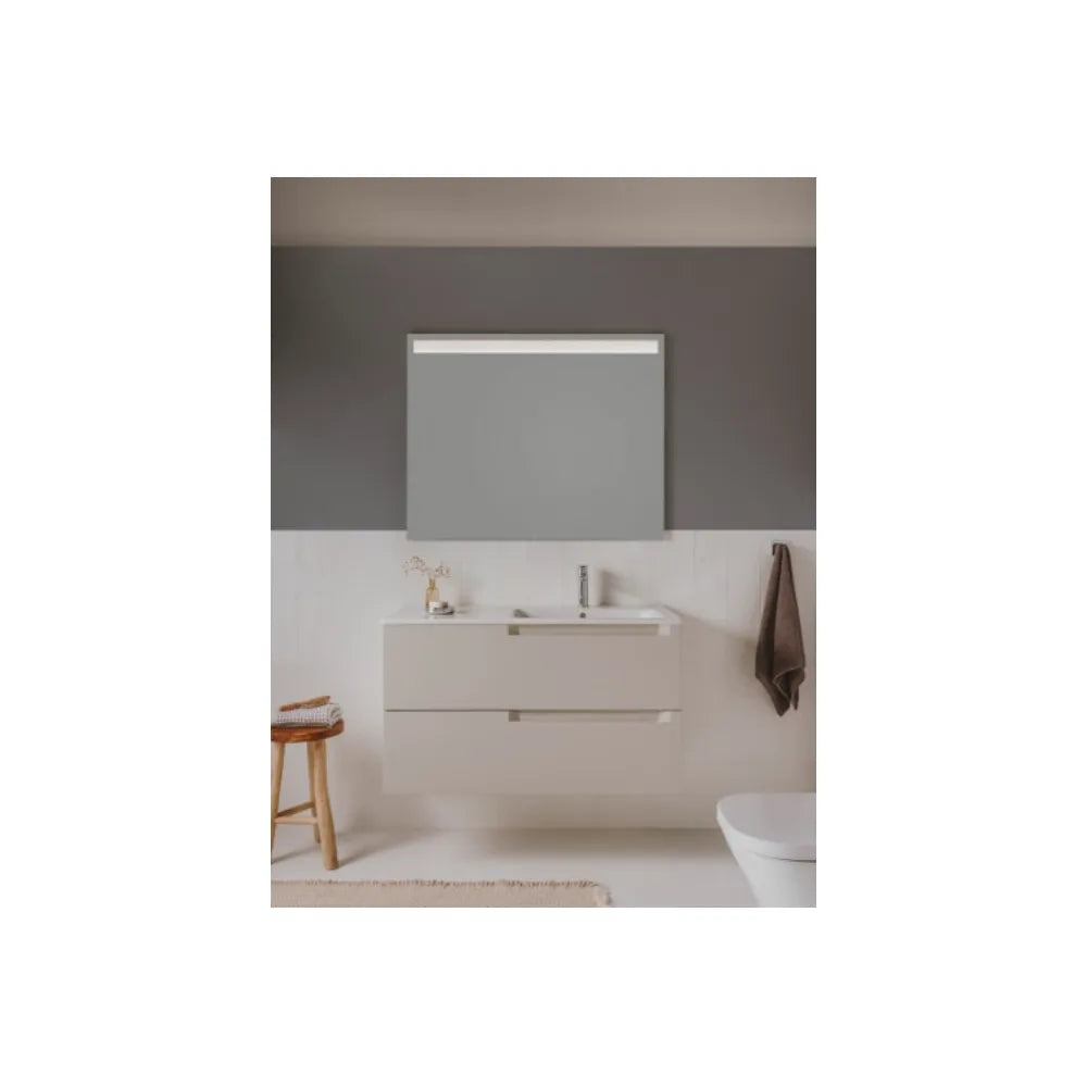 Mueble de baño con lavabo de porcelana a la derecha de 80 cm color madera blanca Aleyda Roca - Vista 2