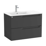 Meuble de Salle de Bains Avec Bac À Gauche Noir Mat Aleyda 80 cm Roca