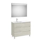 Left-Hand Washbasin Set Wood Aleyda 100cm White Roca