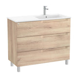 Bathroom Vanity Unit with Basin a Derecha Madera de 100 cm Colección Aleyda Beige Roca