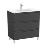Bathroom Vanity Unit with Centered Washbasin 80 cm Aleyda Collection Matte Black Roca