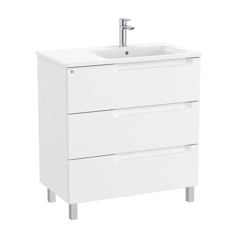 Mueble de baño con lavabo a la derecha de 80 cm de ancho en color blanco mate Aleyda Roca - Vista 1
