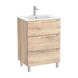 Bathroom Cabinet with Centered Washbasin Wood 60 cm Aleyda Collection Beige Roca
