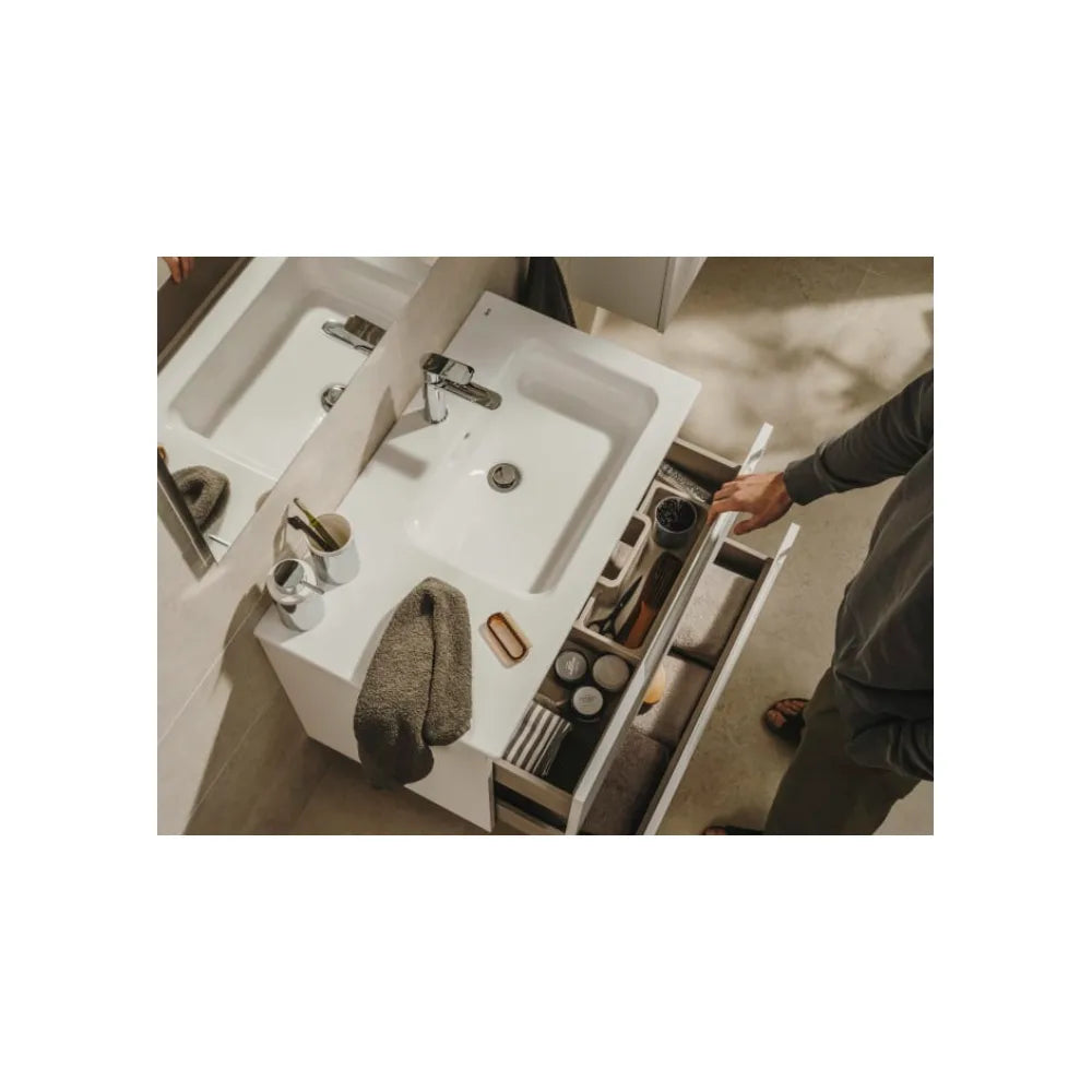 Conjunto de lavabo centrado de 50 cm con un acabado en color blanco mate Aleyda Roca - Vista 3