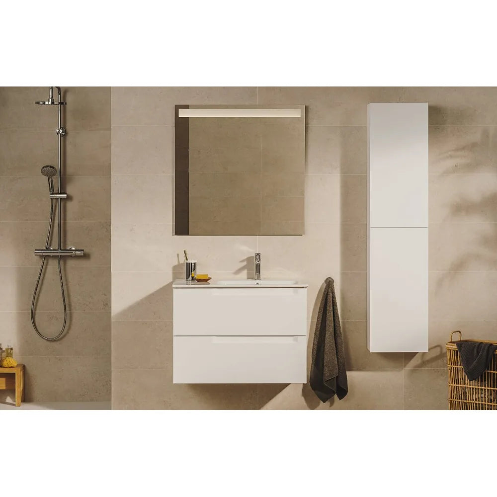 Mueble de baño de 80 cm de ancho con lavabo centrado en color gris piedra Aleyda Roca - Vista 2