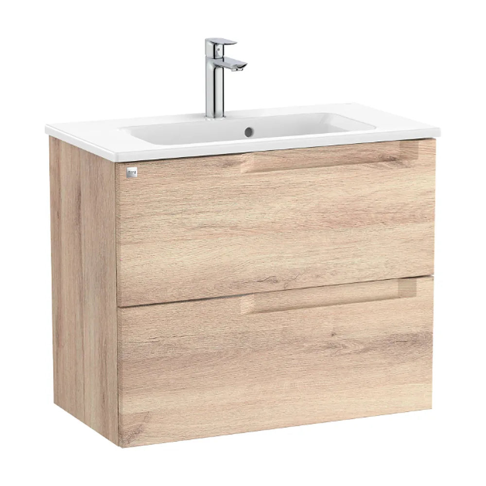 Mueble de baño de 70 cm de ancho con lavabo centrado en color beige madera Aleyda Roca - Vista 1