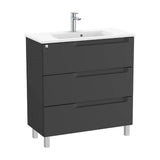Móvel de Casa de Banho de Largura Com Lavatório Compacto de Cor Preto-mate Aleyda 80 cm Roca