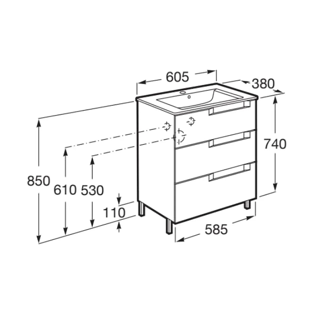 Mueble de Baño con Lavabo Compacto de 60 cm Colección Aleyda Blanco Mate Roca - Vista 4