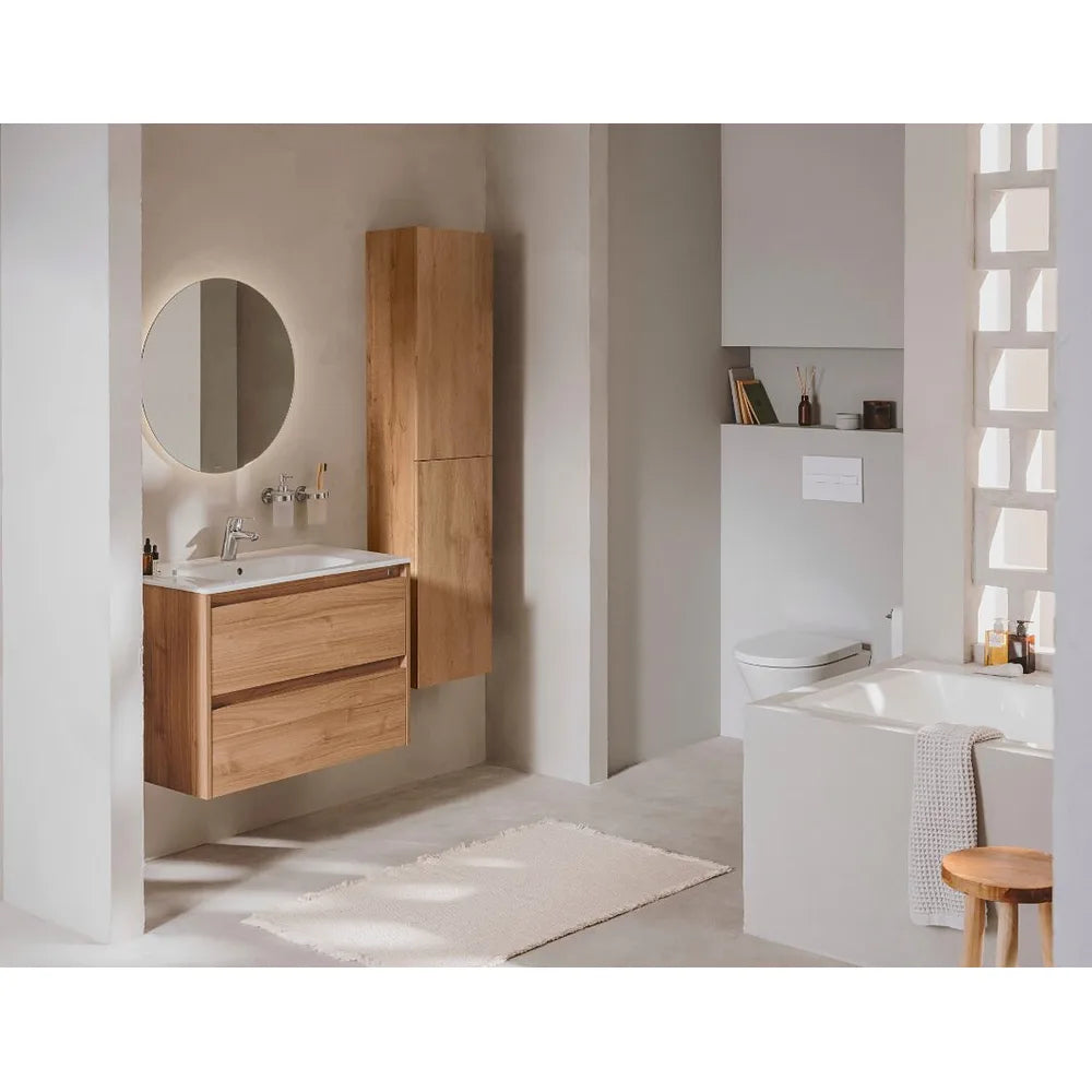 Conjunto de lavabo de dos cajones de 70 cm con un acabado en color nogal Tenet Roca - Vista 2