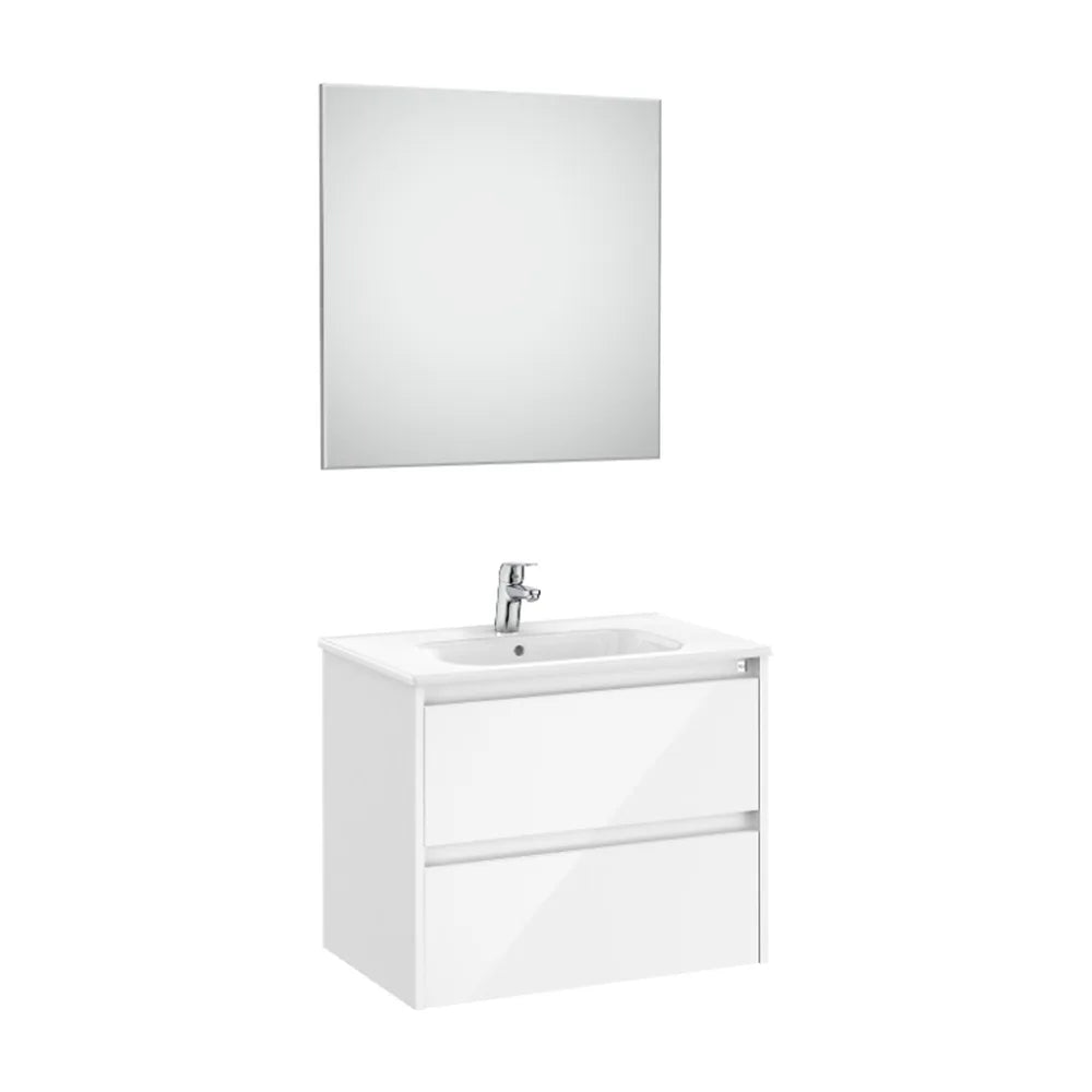 Conjunto de lavabo de dos cajones de 70 cm con un acabado en color blanco brillante Tenet Roca - Vista 1