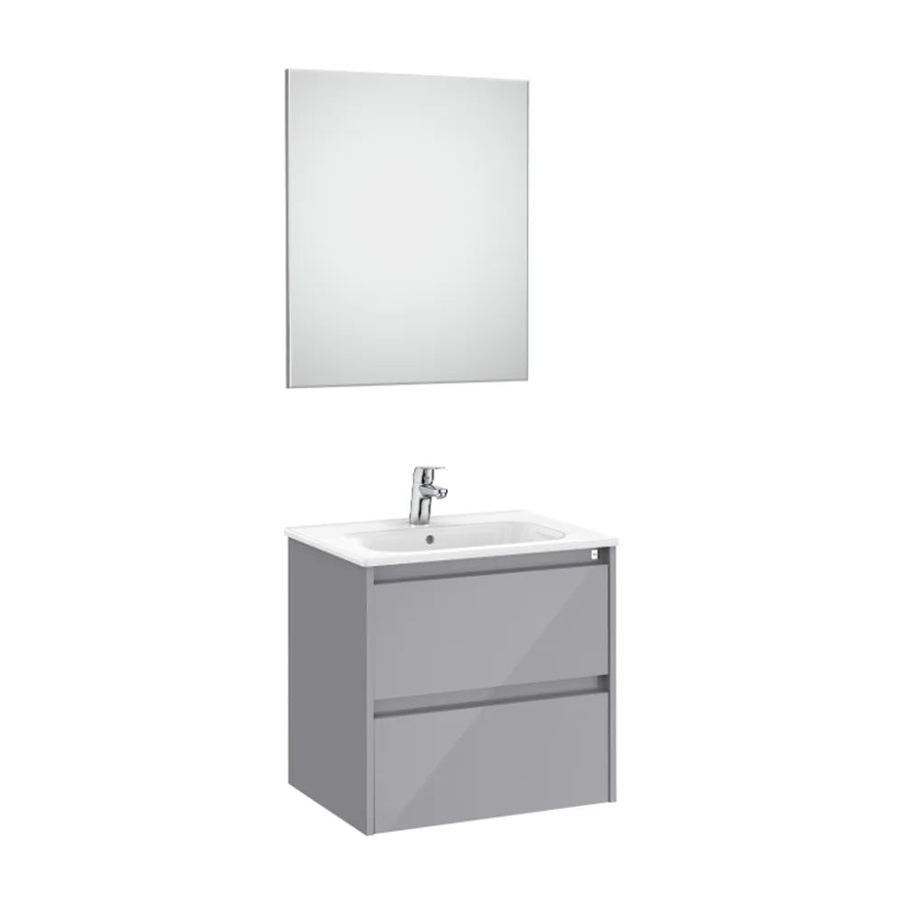 Conjunto de Lavabo de 2 Cajones Gris Brillante Tenet 60 cm Roca - Vista 1