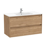 Bathroom Vanity Unit with Basin and 2 Drawers Nogal de 100 cm Colección Tenet Roca