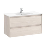 Bathroom Vanity Unit with Basin and 2 Drawers Nórdico de 100 cm Colección Tenet Fresno Roca