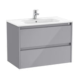 Meuble Avec Plan Vasque Et Deux Tiroirs Couleur Gris Brillant Tenet 80 cm Roca