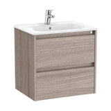 Bathroom Vanity Unit with Washbasin and 2 Drawers City 60 cm Tenet Collection Oak Roca