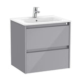 Bathroom Vanity Unit with Basin and 2 Drawers Gris Brillante de 60 cm Colección Tenet Roca